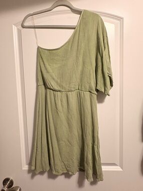 Fantastic Fawn One-Shoulder Sage Green Dress
